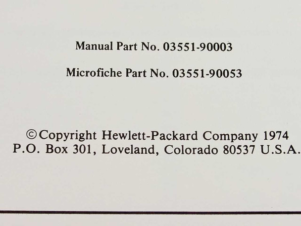 HP 3551A Operating & Service Manual