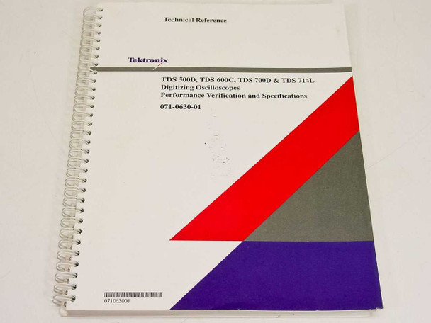 Tektronix TDS500D TDS600C TDS700D TDS714L 071-0630-01 Technical Reference — front cover, spiral-bound