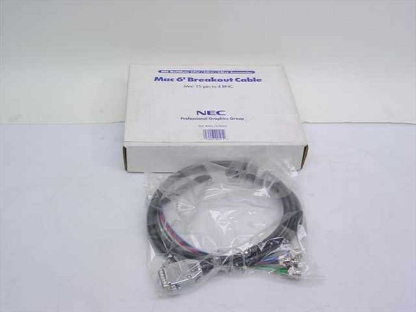 NEC MAC15/4BNC 6-Foot Mac Video Cable Breakout - 15-pin to 4 BNC - New Open Box