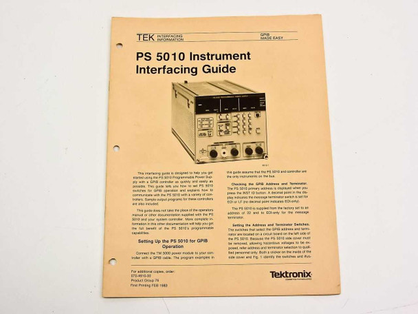 Tektronix PS5010 Interfacing Information