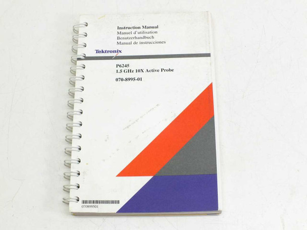 Tektronix P6245 Instruction Manual full cover view showing spiral binding and barcode label on back cover