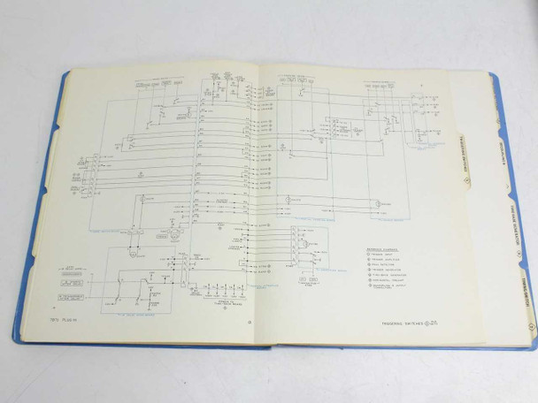 Tektronix 7B71 schematic diagram foldout page showing circuit diagrams with blue fold-out backing