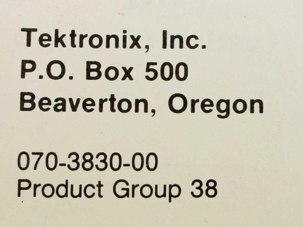 Tektronix 2445 manual — inside page showing publication number 070-3830-00 and Product Group 38