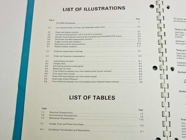 Tektronix 2445 Operators Manual — list of illustrations and list of tables pages