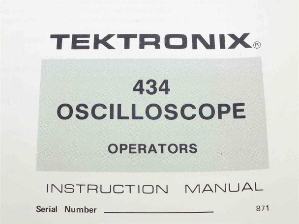 Tektronix 434 Oscilloscope Operators Instruction Manual – title page showing model name and serial number field, dated 871