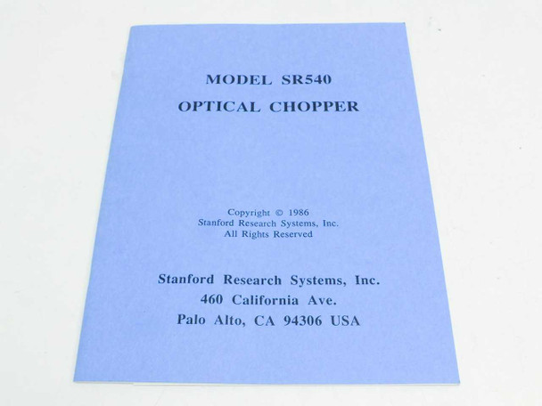 Stanford Research Systems SR540 Service Manual