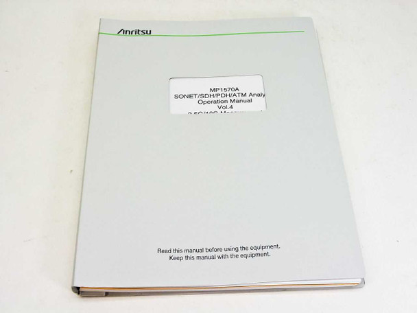 Anritsu MP1570A SONET/SDH/PDH/ATM Analyzer Operation Manual Vol. 4 – front cover with label showing title and edition