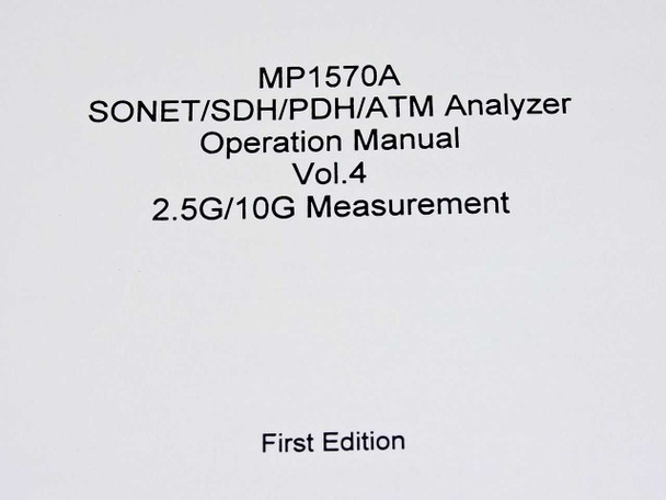 Anritsu MP1570A Operation Manual Vol.4 title page closeup — 2.5G/10G Measurement, First Edition