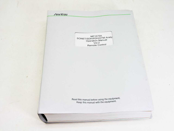 Anritsu Operation Manual vol. 2 1ere edition MP1570A Sonet/SDH/PDH/ATM Analyzer