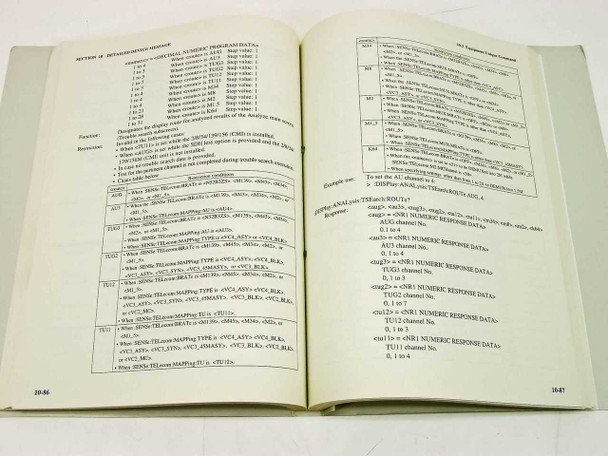 Anritsu MP1552B Operation Manual Vol. 2 – interior pages showing GPIB/RS-232 SCPI remote control command tables