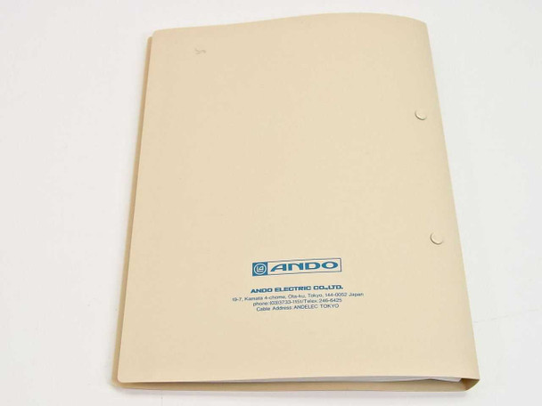 Ando AQ8201 Instruction Manual – back cover showing Ando Electric Co., Ltd. Tokyo Japan address and cable address ANDELEC TOKYO