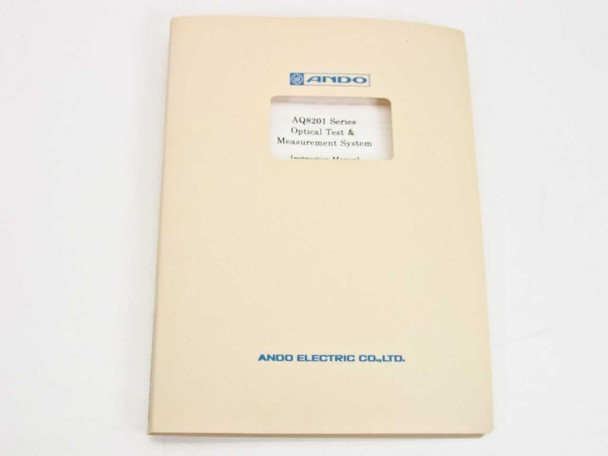 Ando AQ8201 Series Optical Test and Measurement System Instruction Manual – front cover showing Ando Electric Co., Ltd. branding and title card