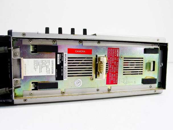 Sony AVF-3250 Electronic Viewfinder – bottom rear view showing multi-pin camera connector and certification label