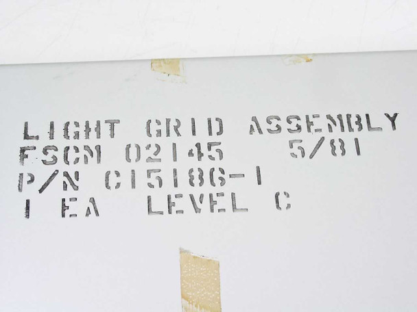 Light Grid Assembly C15186-1 — close-up of stenciled label reading FSCM 02145 5/81, P/N C15186-1, 1 EA Level C
