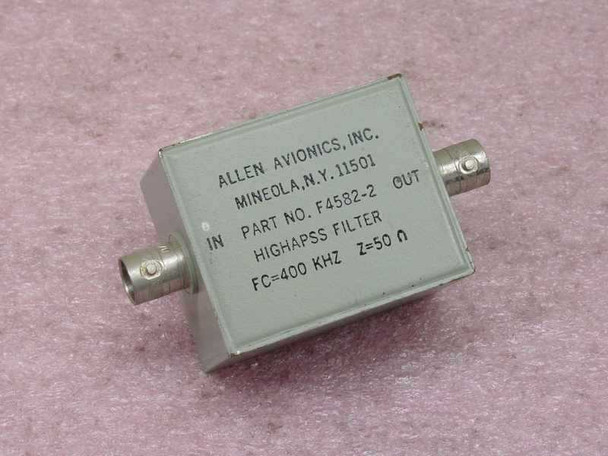 Allen Avionics Inc. F4582-2 Highpass Filter FC= 400 KHZ Z= 50 Ohms