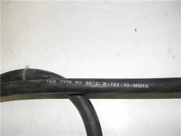 Varian VZC-6965 power cable jacket showing 10/3 Type SO 90°C R-123-70-MSHA rating printed on insulation