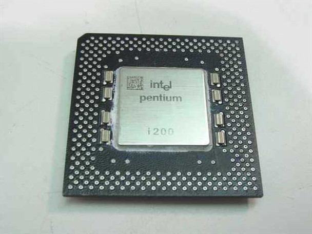 Intel Pentium i200 processor front view showing Intel Pentium branding and ceramic heat spreader