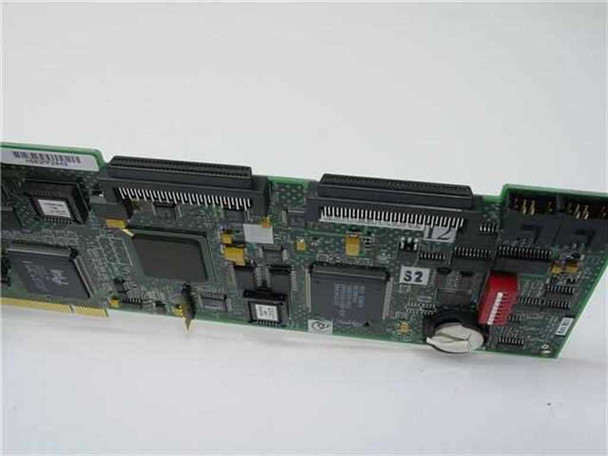 Compaq 163355-001 PCI Server Feature Board – angled top view showing SCSI headers, DIP switches, and main ICs