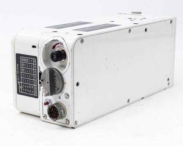 Photo-Sonics KB-19A camera body – right side panel showing frame rate selector chart, LOCK knob, J1 military circular connector, S1 connector, and ON indicator