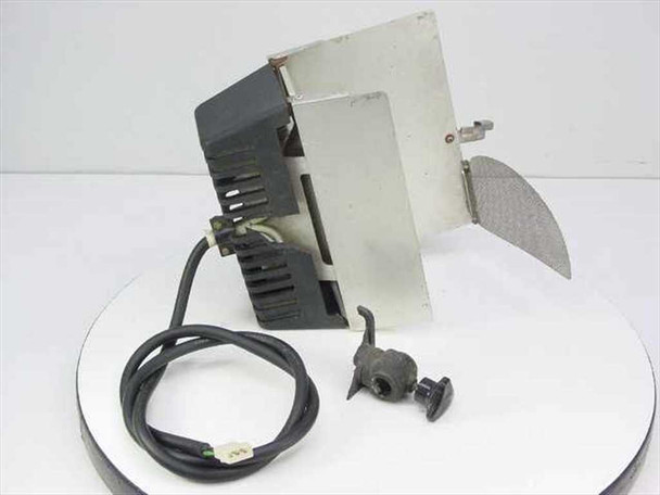 Ryudensha PL-10 quartz light head — rear and side view showing heat vents, power cable, and detached stand mount bracket