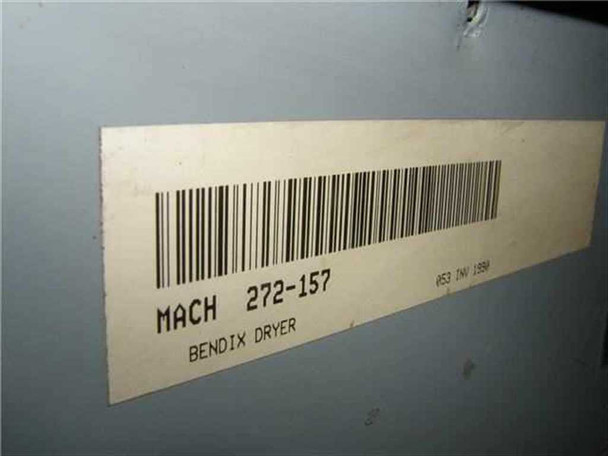 Bendix Sonic Energy 272-157 dryer – label plate reading MACH 272-157, BENDIX DRYER with barcode