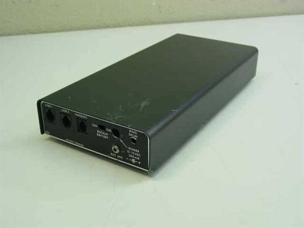 AEC 212 Digital Answering Machine – rear panel showing Line 1, Line 2, Handset ports, backup battery switch, power input, and ring delay control