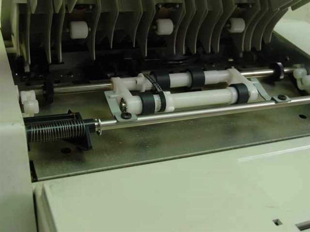 HP 88195A ADF interior view showing feed rollers, drive shaft, and paper transport mechanism