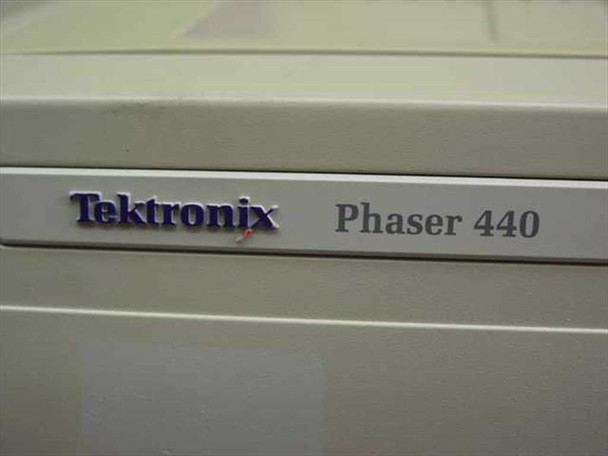 Tektronix Phaser 440 nameplate close-up showing brand name and model designation on front panel