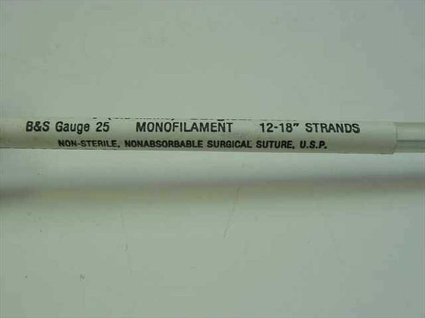 Ethicon DS-25 label detail: B&S Gauge 25 Monofilament 12-18 inch strands, Non-Sterile Nonabsorbable Surgical Suture U.S.P.