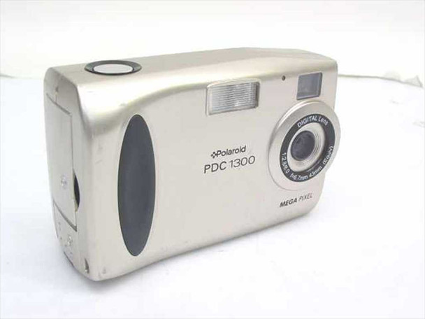 Polaroid PDC-1300 digital camera — front view showing lens, flash, and silver body