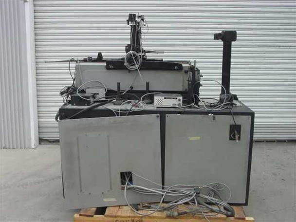Oxberry 1500 Animation Stand rear three-quarter view showing platen area, wiring, and dual cabinet base panels
