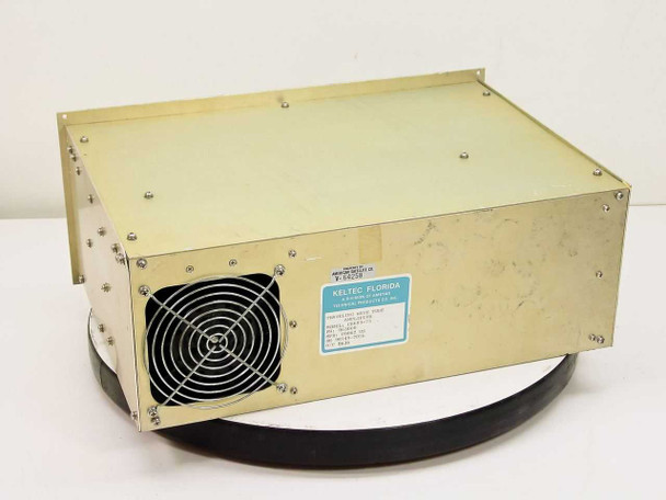 Keltec Florida CR683-75 TWTA — rear view showing cooling fan and Keltec Florida identification label with model and serial number