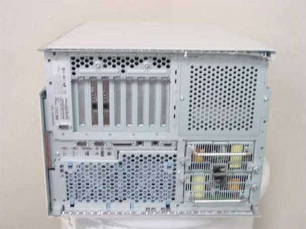 HP NetServer LH3r rear panel view showing PCI expansion slots, power supply, and cooling fans