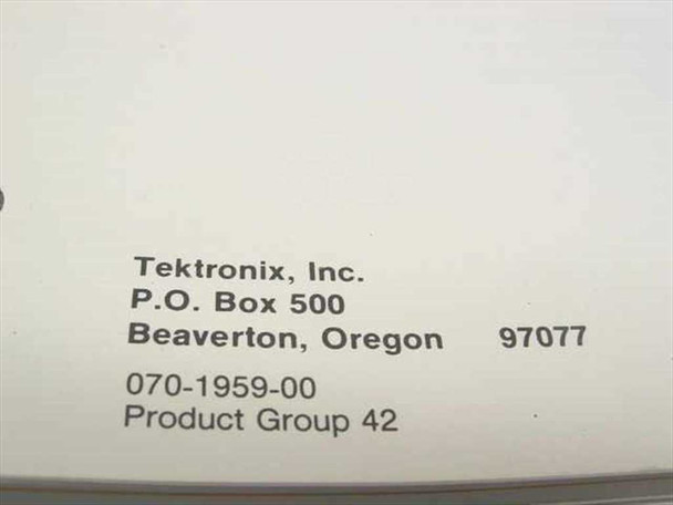 Tektronix manual interior page showing publication number 070-1959-00 and publisher address: Tektronix Inc., P.O. Box 500, Beaverton, Oregon 97077