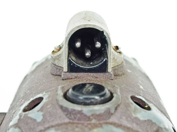 Bell & Howell Filmo 031397 motor 3-pin circular power connector close-up showing male pins and connector housing