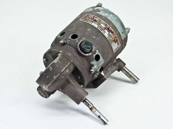 Bell & Howell Filmo 031397 electric motor front-left three-quarter view showing drive shaft, mounting arms, and rating plate