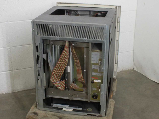 Fujitsu M2444AC tape drive – rear chassis open view showing ribbon cable harnesses, PCB card stack, and internal electronics assembly