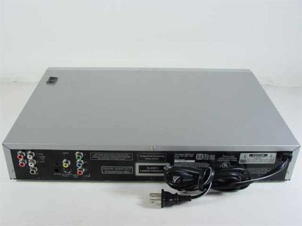Philips DVD724 DVD Player – rear panel with power cord attached showing output connectors