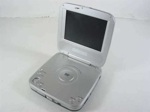 Initial IDM-9530 5-inch TFT portable DVD player open with screen raised and disc tray visible – front three-quarter view
