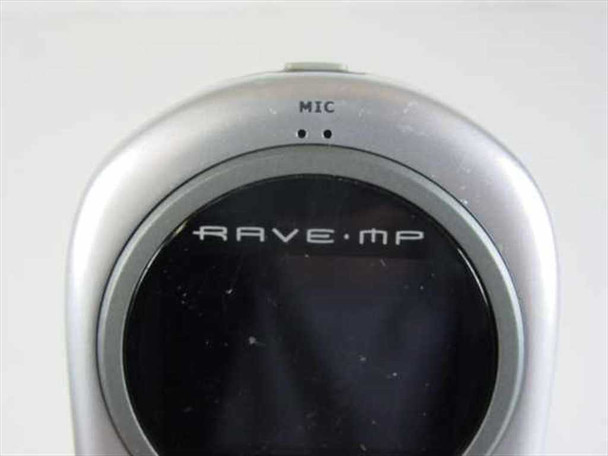 Rave-MP Arc2.5/5.0 MP3 player close-up of front LCD display and built-in MIC label