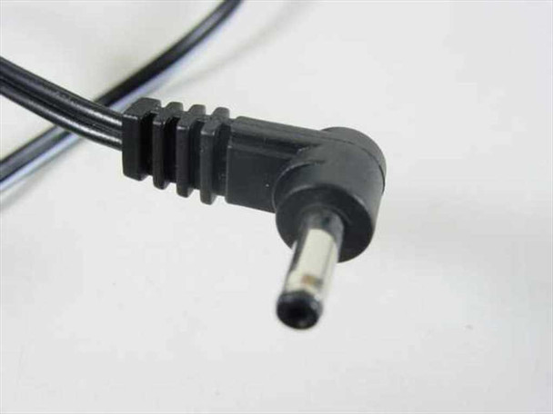 Close-up of right-angle DC barrel plug on the Rave-MP AC adapter cable