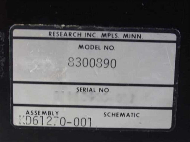Research Inc 8300890 Thermal Printer Module – model label close-up showing model no. 8300890, serial number, and assembly KD61270-001
