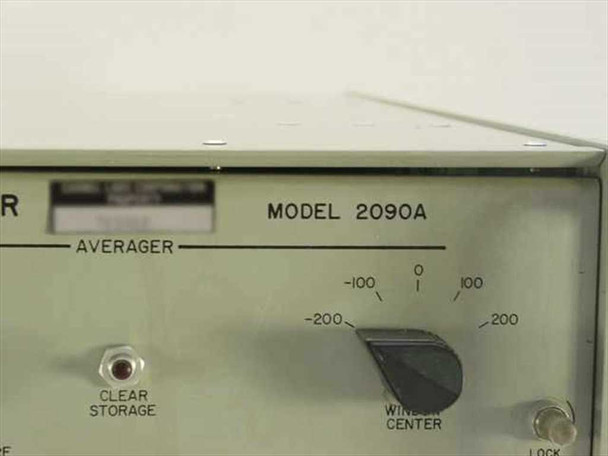 Austron 2090A front panel close-up – Model 2090A label, Averager section, Window Center knob (-200 to +200), Clear Storage button, Lock indicator