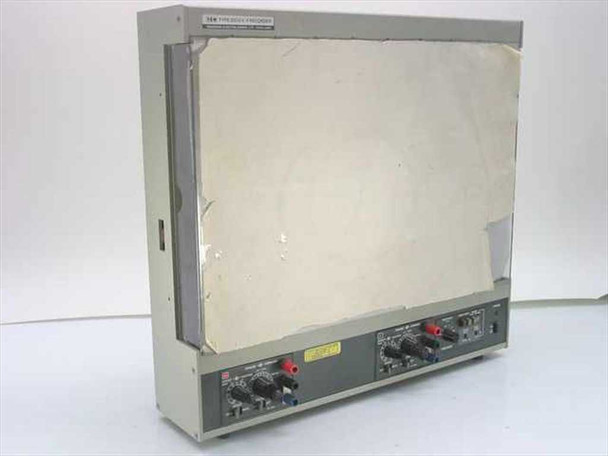 Yokogawa YEW 3033 X-Y Analog Recorder Plotter – front view showing large chart surface in worn, soiled condition with control panel at bottom