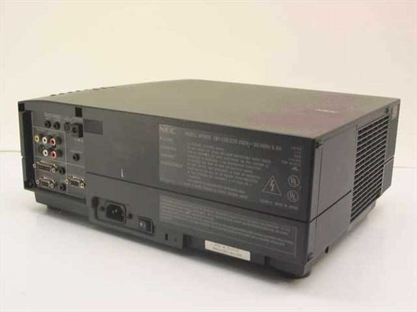 NEC MT820 MultiSync LCD Projector – rear panel showing input ports including RCA, S-Video, VGA, and IEC power inlet