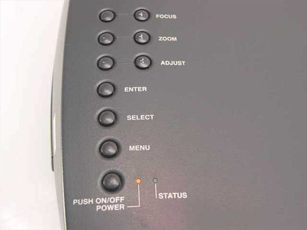 NEC MT820 MultiSync LCD Projector – front control panel showing Focus, Zoom, Adjust, Enter, Select, Menu, Power, and Status buttons
