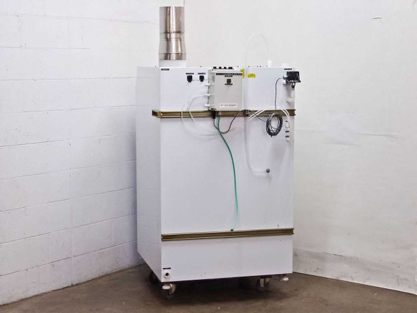 BOC Edwards Chemical Daytank Pumping Station Cabinet – rear view showing Logic Converter B-Box, wiring, tubing, and control components mounted on back panel