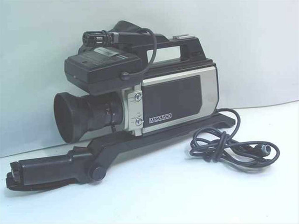 Magnavox VR8248BK01 color video camera with electronic viewfinder and zoom lens – right side view with shoulder rest and cable