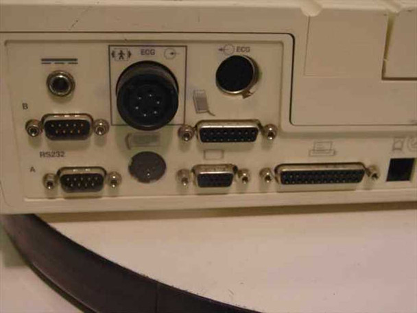 Telectronics 9602 rear panel — RS-232 ports (A and B), ECG multi-pin DIN connector, DB-25 connectors, and audio jack visible