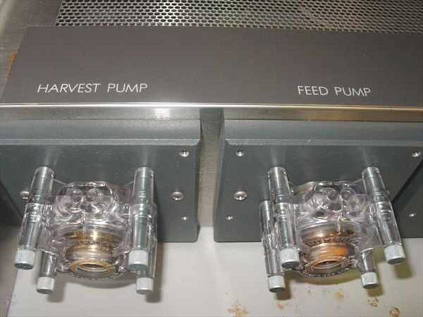 CRBS Opticell 5200R Harvest Pump and Feed Pump peristaltic pump heads mounted on front lower section